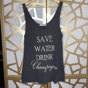 Black 'Save Water Drink Champagne' Athletic Tank‎